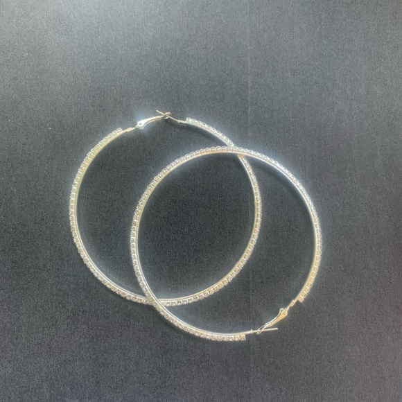 Earrings - large CZ hoops - Picture 2 of 2